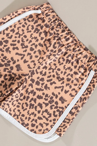 Leopar Baskılı Tshirt Şort Alt Üst Takım - Resim 3
