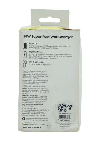 Samsung EP-TA800 25W USB Type C Şarj Adaptörü Amerikan Priz Uçlu - 5