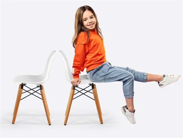 Seduna Eames Child 2x1 Sandalye Masa Takım | Natural Ahşap Ayaklı - 3