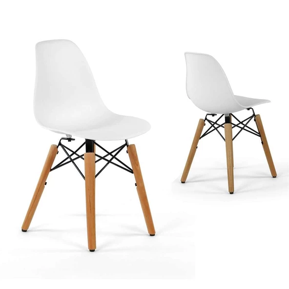 Seduna Eames Child Sandalye 2 Adet | Natural Ahşap Ayaklı - 2