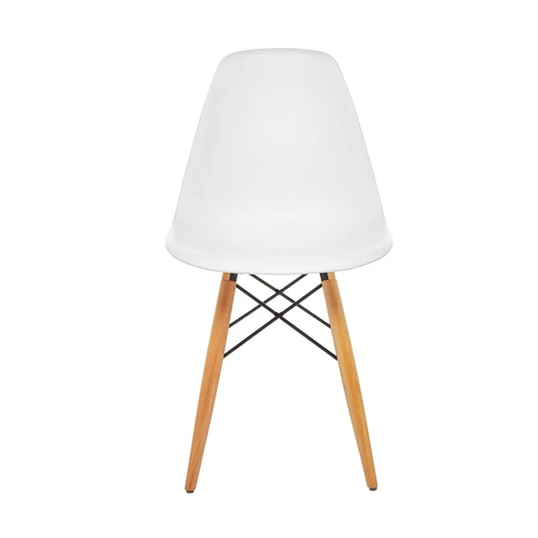 Seduna Beyaz Eames Sandalye | Natural Ahşap Ayaklı | 4 Adet - 3