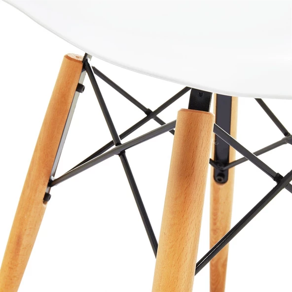 Seduna Beyaz Eames Sandalye | Natural Ahşap Ayaklı | 2 Adet - 7