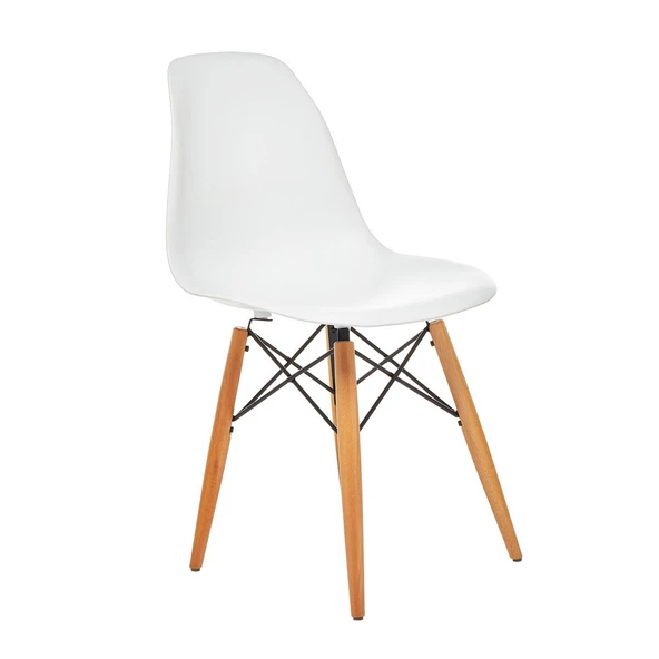 Seduna Beyaz Eames Sandalye | Natural Ahşap Ayaklı | 2 Adet - 2