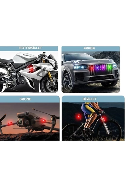 Evrensel Flaşlı Uyarı Lambası 7 Renkli Usb Şarj Edilebilir Uçak Led Acil Işıkları Drone Gece Strobe Lambası Motosiklet Bisiklet - 4