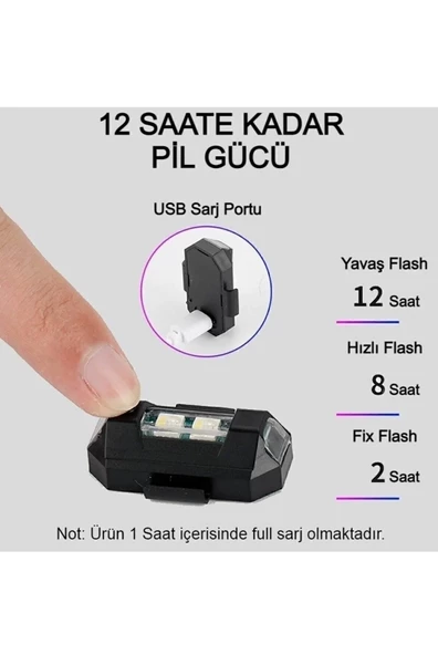 Evrensel Flaşlı Uyarı Lambası 7 Renkli Usb Şarj Edilebilir Uçak Led Acil Işıkları Drone Gece Strobe Lambası Motosiklet Bisiklet - 2