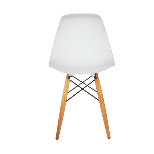 Seduna Beyaz Eames Sandalye | Natural Ahşap Ayaklı | 2 Adet - 6