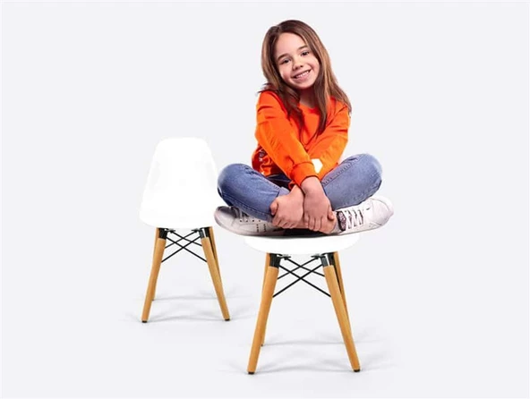 Seduna Eames Child Sandalye 2 Adet | Natural Ahşap Ayaklı - 3