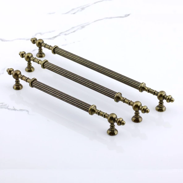 Kader Eskitme Antik Sarı Metal Kulp 224 mm - 22.4 cm Mobilya Mutfak Dolabı Dolap Kulpları Çekme Kulbu - 7