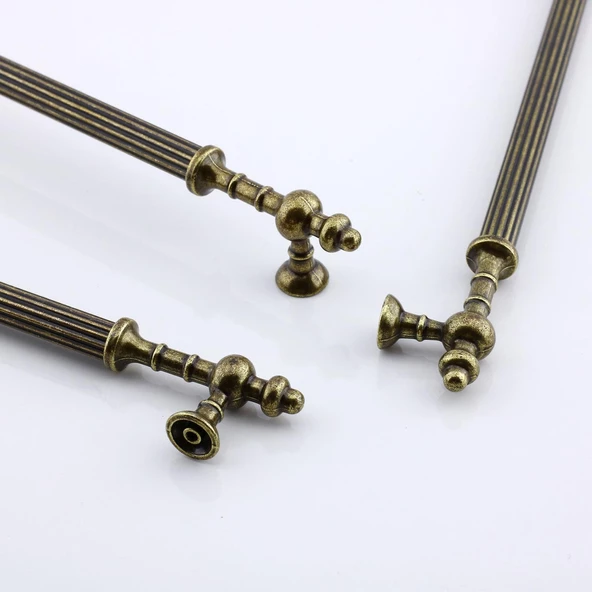 Kader Eskitme Antik Sarı Metal Kulp 224 mm - 22.4 cm Mobilya Mutfak Dolabı Dolap Kulpları Çekme Kulbu - 3