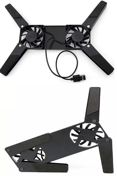 2 Fanlı Notebook Soğutucu Portatif Katlanabilir Laptop Soğutucu Fan Usbli Stand Bilgisayar Fanı - 3