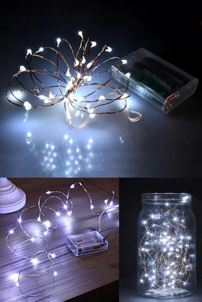 Peri Led Işık 10  Metre Beyaz Dekor Lambası 100 Ledli - 5