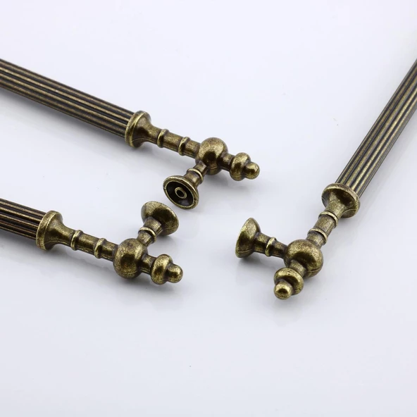 Kader Eskitme Antik Sarı Metal Kulp 256 mm - 25.6 cm Mobilya Mutfak Dolabı Dolap Kulpları Çekme Kulbu - Resim 5