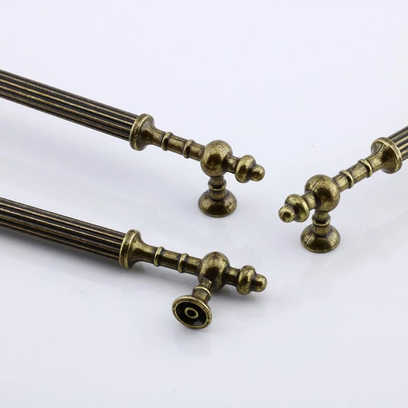 Kader Eskitme Antik Sarı Metal Kulp 256 mm - 25.6 cm Mobilya Mutfak Dolabı Dolap Kulpları Çekme Kulbu - Resim 4