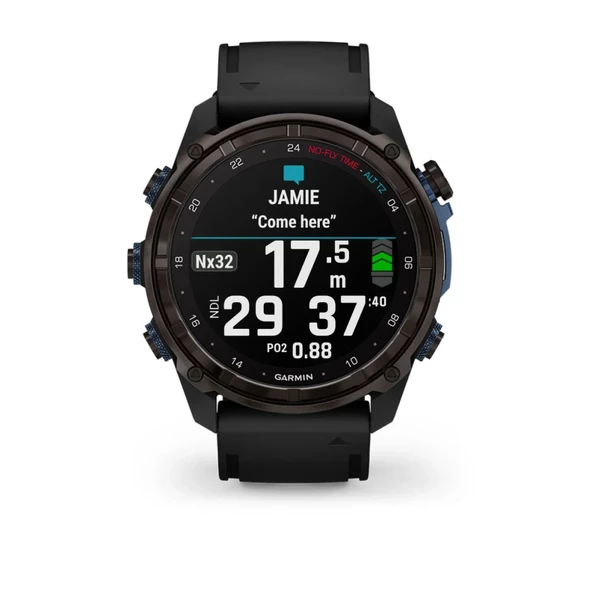 Garmin Descent Mk3i 51 mm Karbon Gri DLC Titanyum Siyah Silikon Kayışlı