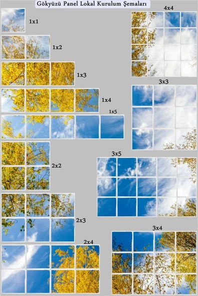 Gökyüzü Panel 1x1-tekli-60x60-tavana Yapışık Led Panel-54w-sıva Üstü-kolay Montaj-kuşlu Dallar- Led - Resim 3
