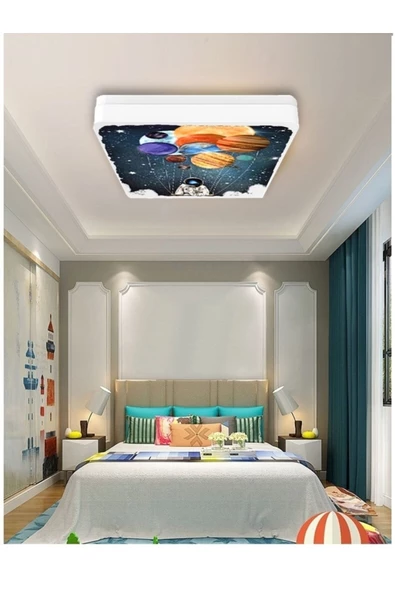 Gökyüzü Panel Space-astronot Avize-led Avize-25watt-30cm X 30cm, Çocuk Odası Avize, Avize Modelleri - 6