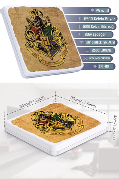 Gökyüzü Panel Harry Potter-led Avize-25watt-30cm X 30cm Çocuk Odası Avize - 4