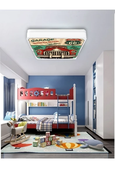 Gökyüzü Panel Retro Car -25 Watt-30 cm X 30 cm Çocuk Odası Avize