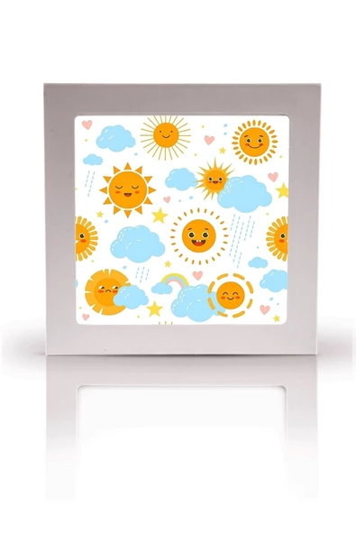 Gökyüzü Panel Güneşli-bebek Odası Avize-60cmx60cm-54watt-led-bebek Avize-güneş Avize-bulutlu Avize-gülen Güneş Led - 3