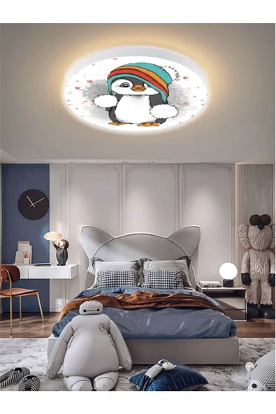 Gökyüzü Panel Sevimli Penguen Avize-led Avize-25watt-30cm X 30cm,çocuk Odası Avize, Avize Modelleri,avize - 4