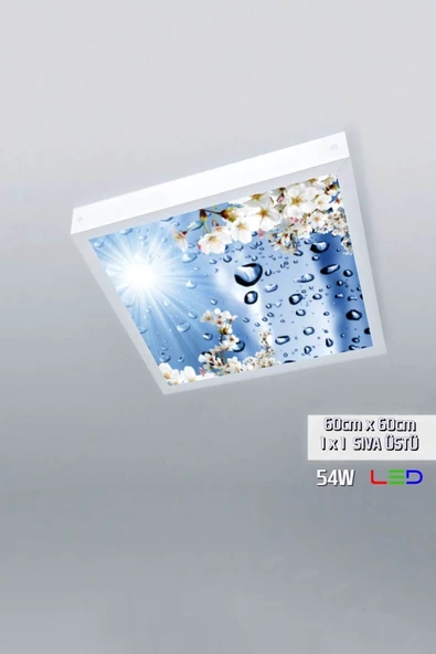 Gökyüzü Panel 1x1-tekli-60x60-tavana Yapışık Led Panel-54w-sıva Üstü Evize-kolay Montaj-damlalı- Led