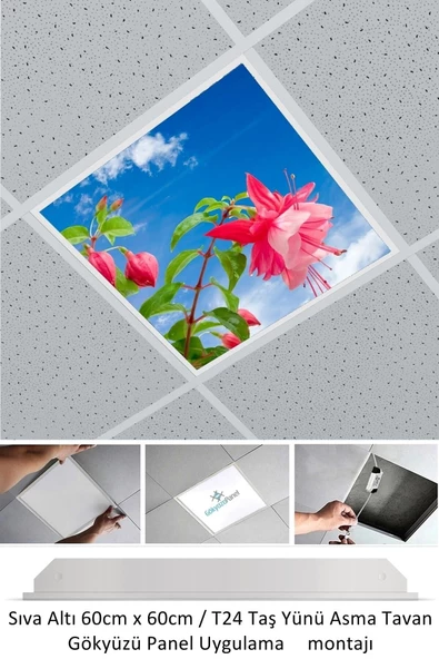 Gökyüzü Panel Asma Tavan-60cmx60cm-sıva Altı-54w-6500k-beyaz-led Panel-led Armatür-taş Yünü Asma Tavan-hastane Led