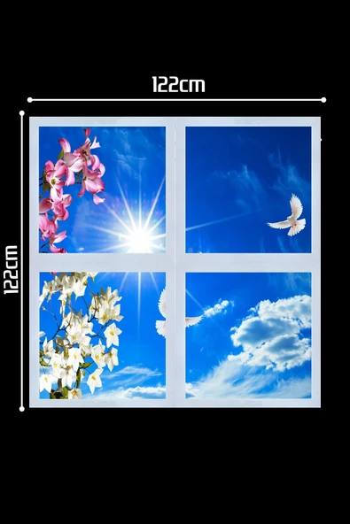 Gökyüzü Panel 124cm X 124cm-dörtlü- Led-sıva Üstü-216watt-salon Tavan-led Aydınlatma-avize Modelleri - 2