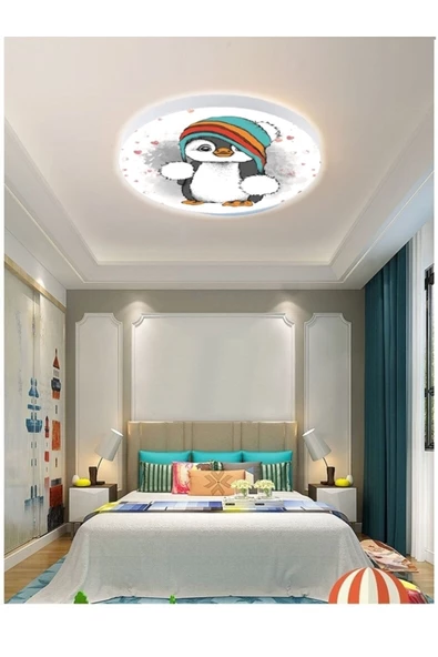 Gökyüzü Panel Sevimli Penguen Avize-led Avize-25watt-30cm X 30cm,çocuk Odası Avize, Avize Modelleri,avize - 6