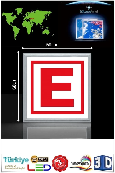 Gökyüzü Panel Eczane Led Aydınlatma- Eczane Avize-60cm X 60cm -tavana Model- 54watt-led Işık-avize-eczane Avize - 2