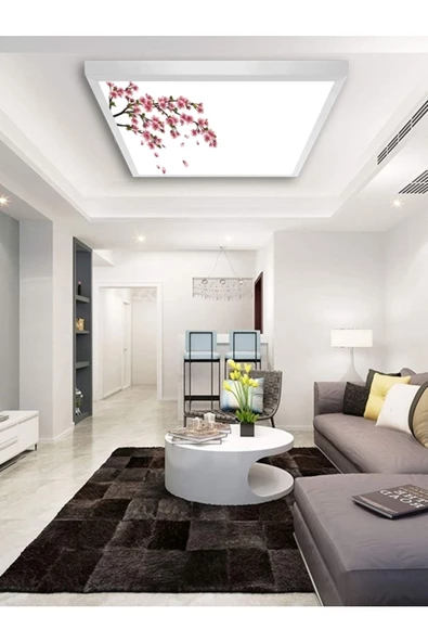 Gökyüzü Panel New Chandelier-living Room Chandelier-autumn Leaves-60cmx60cm-54watt Led-square-led Lamp-ıp54-ıp55