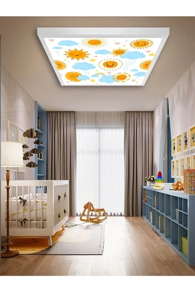 Gökyüzü Panel Güneşli-bebek Odası Avize-60cmx60cm-54watt-led-bebek Avize-güneş Avize-bulutlu Avize-gülen Güneş Led - 2