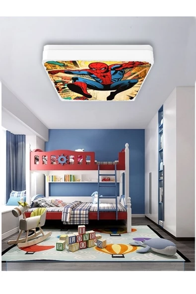 Gökyüzü Panel Spiderman-led Avize-25watt-30cm X 30cm, Çocuk Odası Avize, Avize Modelleri, Örümcek Adam Led Avize - 4