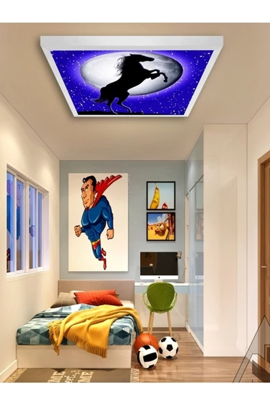 Gökyüzü Panel Yeni Genç Odası Avize-60cmx60cm-54watt Kare-led-6500 Kelvin (beyaz)-30m2 Alan Homojen Aydınlatma-