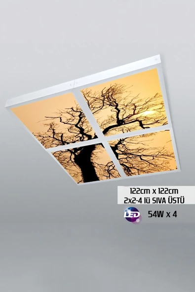 Gökyüzü Panel 124cm X 124cm-dörtlü- Led-sıva Üstü-216w-ekmek Fırını Led Aydınlatma-avize Modelleri-