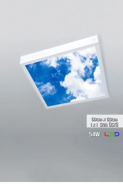 Gökyüzü Panel 1x1-tekli-60x60-tavana Yapışık Led Panel-54w-sıva Üstü Avize-kolay Montaj-bulutlu- Led