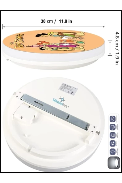 Gökyüzü Panel Taş Devri Avize-led Avize-25 Watt-30cm X 30cm, Çocuk Odası Avize, Avize Modelleri, Flintstones Avize - 6