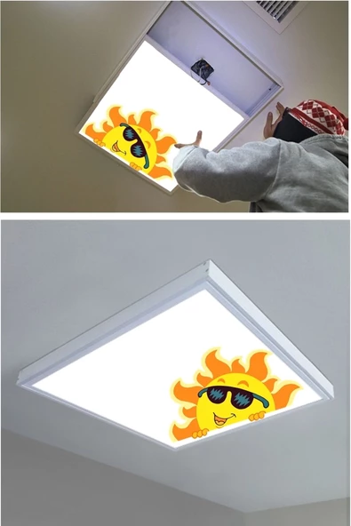Gökyüzü Panel 1x1-tekli-60x60-tavana Yapışık Led Panel-54w-sıva Üstü-kolay Montaj-kuşlu Dallar- Led - Resim 5