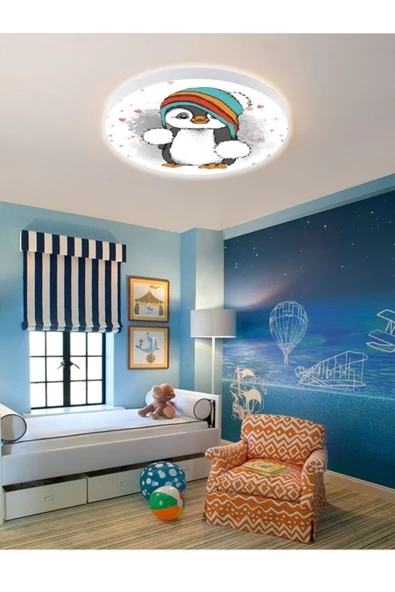 Gökyüzü Panel Sevimli Penguen Avize-led Avize-25watt-30cm X 30cm,çocuk Odası Avize, Avize Modelleri,avize - 5