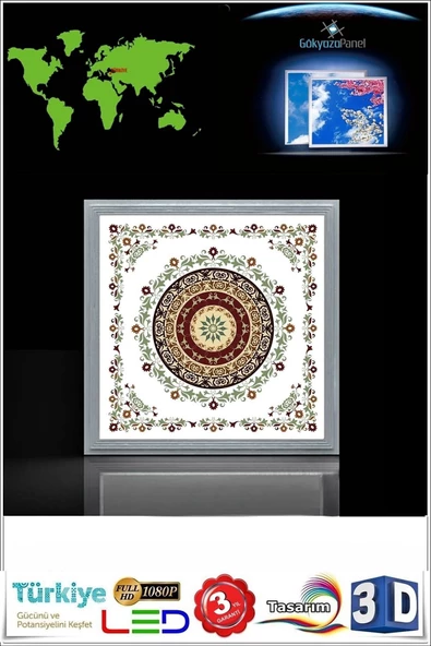 Gökyüzü Panel Kibar Tasarım Desenli Led Tavan 54w Avize 60cmx60cm - 2