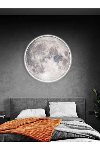 Gökyüzü Panel Yatak Odası Aplik Moon Led Aplik 30cm Çap Led 25watt