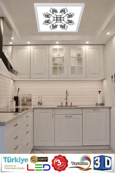 Gökyüzü Panel Desenli Panel Avize 54w Led Tavan Aydınlatma 60cmx60cm Beyaz Çerçeve - 3