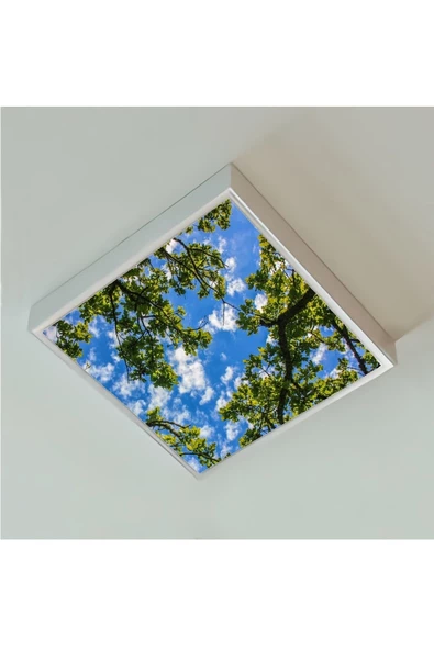 Gökyüzü Panel Salon Avize- 54watt - 60x60 -led Aydınlatma-tavana Yapışık-kolay Montaj Avize- Beyaz Çerçeve - 2