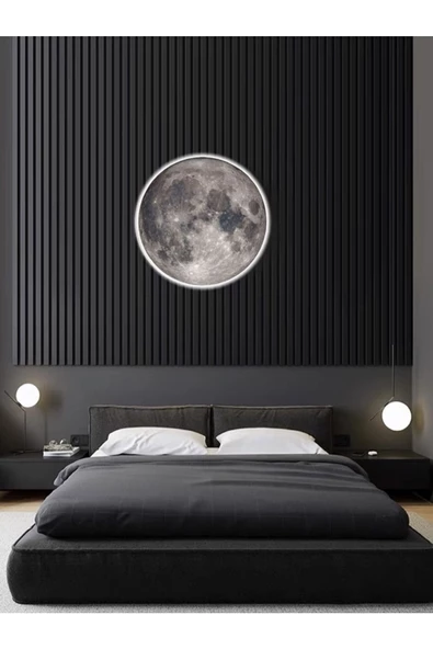 Gökyüzü Panel Moon,led Aplik,30cm Çap Led 25watt, Modern,duvar Aplik,led, Yatak Odası Aplik,yatak Başı Aplik, New