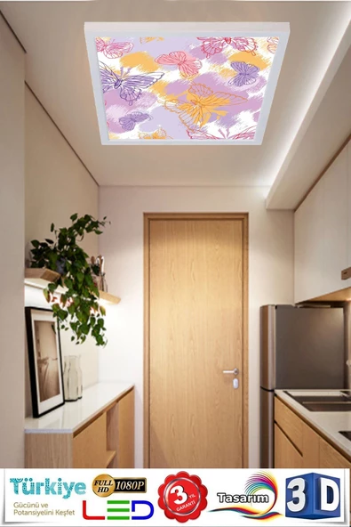 Gökyüzü Panel Modern Desenli Tavan Avize 54w Led Aydınlatma 60cmx60cm Çerçeveli - 3