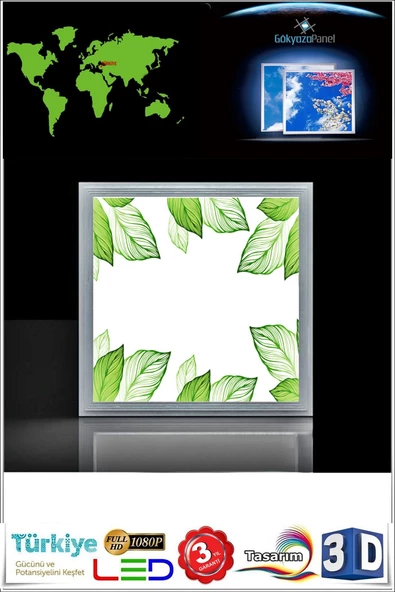 Gökyüzü Panel Baskılı Led Panel Aydınlatma Beyaz Çerçeve 54w Led Avize 60 cm x 60 cm