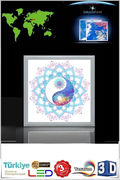 Gökyüzü Panel Ying-yang Model Led Panel Avize 54w Led Aydınlatma 60cmx60cm - 2