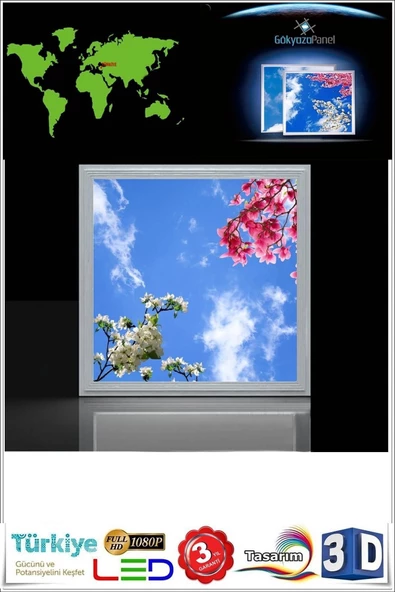 Gökyüzü Panel Çiçekli Gökyüzü Baskılı - 54w Avize,yeni Nesil Aydınlatma - Resim 2