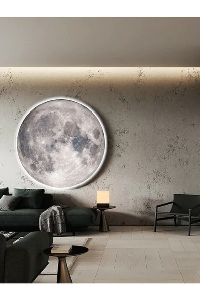 Gökyüzü Panel Yatak Odası Led Aplik-moon Led Aplik,30cm Çap, Led 25watt, Modern, Duvar Aplik, Yatak Odası Aplik-a+ - 2