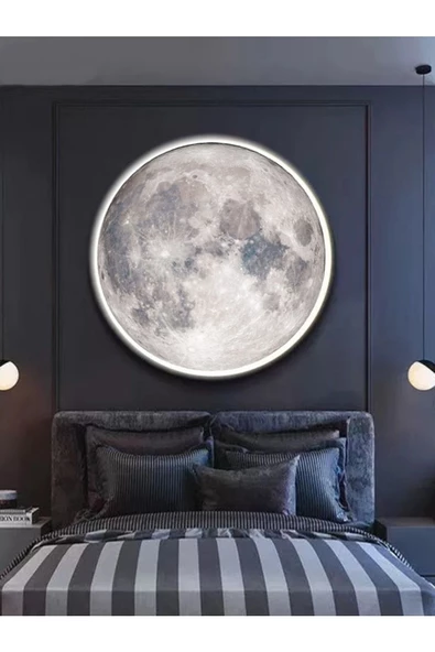 Gökyüzü Panel Moon Led Aplik,30cm Çap, Led 25watt, Modern, Duvar Aplik, Yatak Odası Aplik,salon Aplik Modelleri