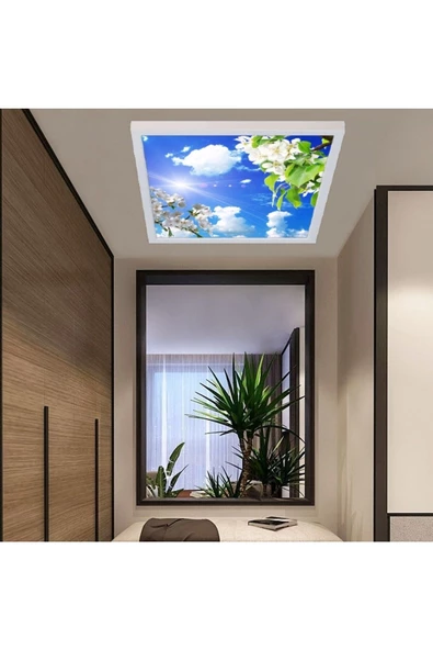 Gökyüzü Panel 60x60 Ledli-trendyol Avize-bulutlu Çiçekler Tavan Avize-54watt-tavana Yapışık Lamba-salon Avize - 5